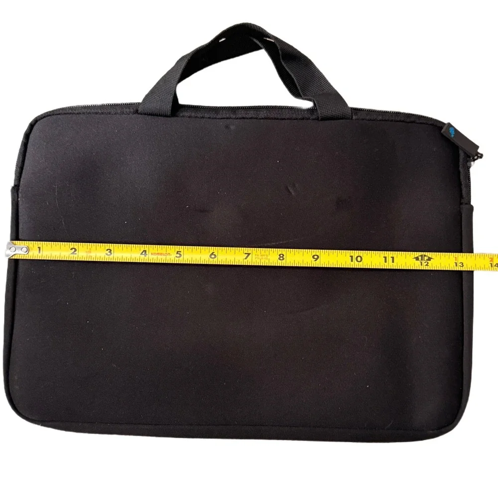 Black Neoprene Laptop Sleeve Case Bag with Handles and Zipper‎